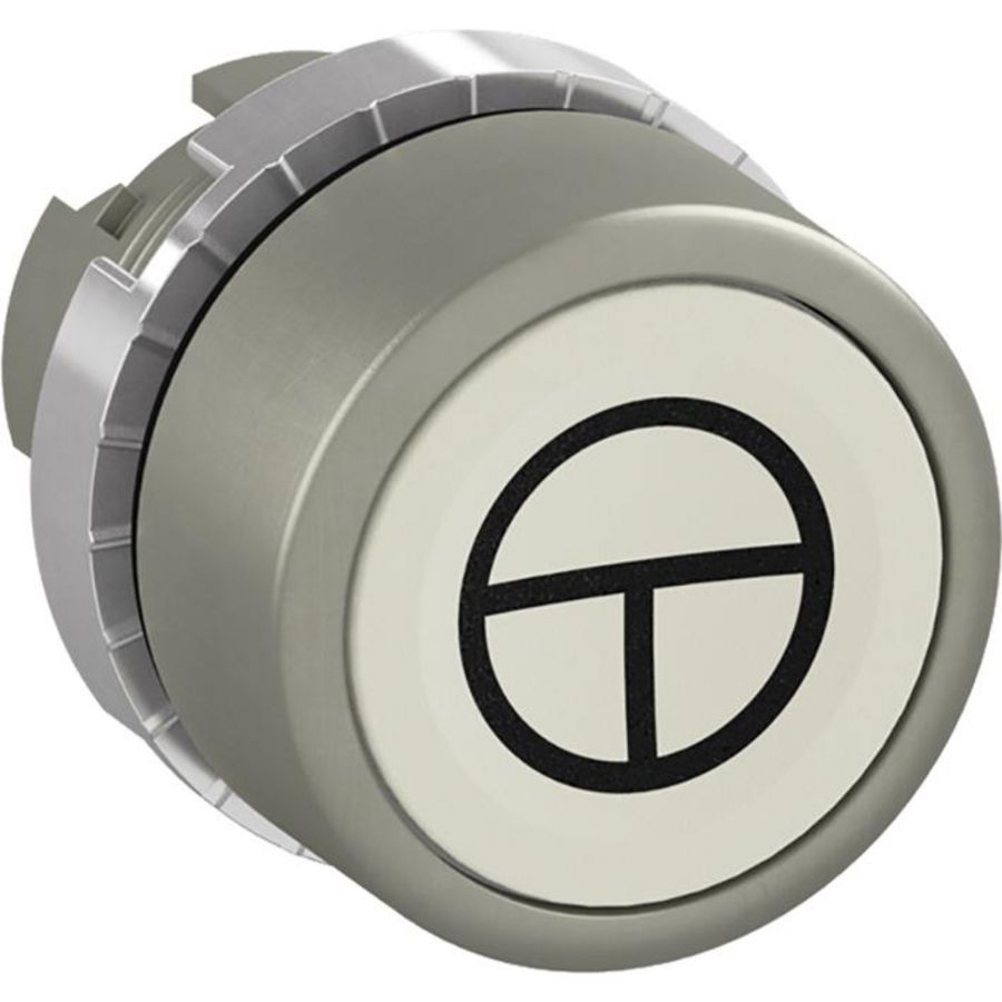 Drukknop terugverend ISO symbool start/stop wit