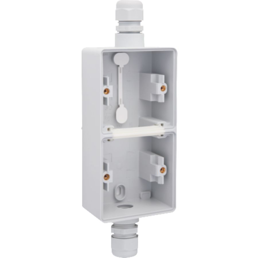 Spuitwaterdichte dubbele verticale opbouwdoos boven/onder M20 grijs