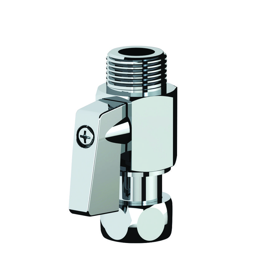 Aansluitkraan recht MF3/8" L.45 met vaste rechte moer STOP