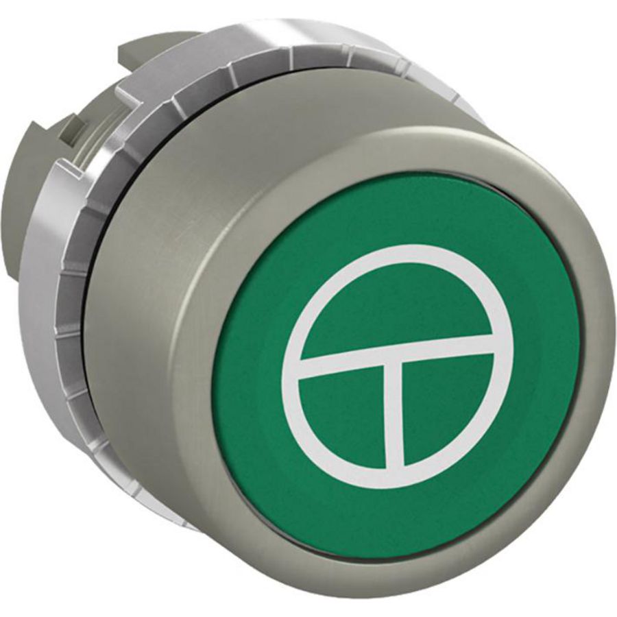Drukknop terugverend ISO symbool start/stop groen