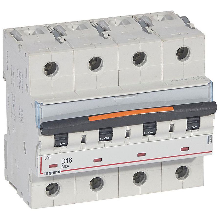 Installatieautomaat 4-polig D-karakteristiek 16A 25kA DX³ DIN