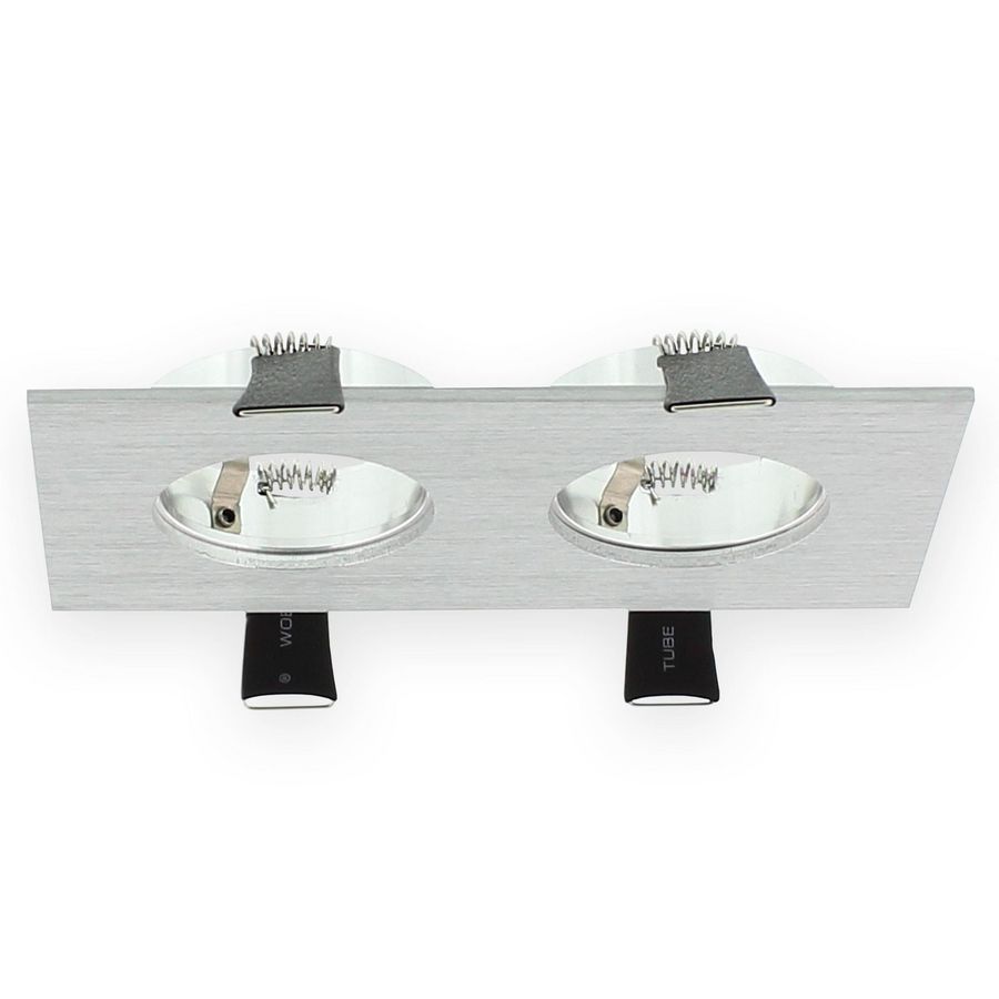 Inbouwarmatuur Aluminium rechthoek 2voudig 80x142mm Verona