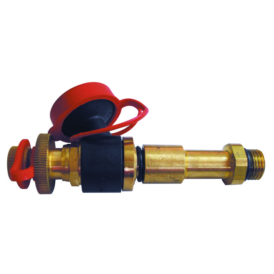 Meetventiel lang met aftapaansluiting rood VVE=20