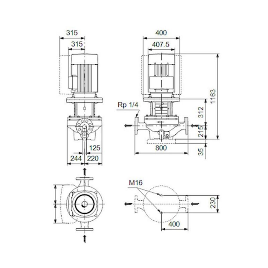 Inlinepomp TP 125-400/4-A-F-A-BQQE 400D 50HZ
