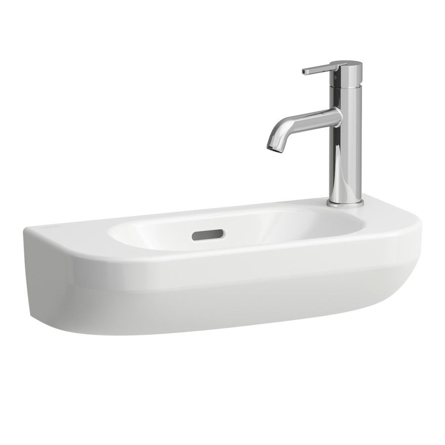 Fontein LUA 50x23cm met kraangat rechts +overloop Lcc wit