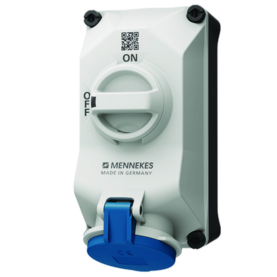 Wandcontactdoos 32A 3-polig  6H 230V IP44 DUO