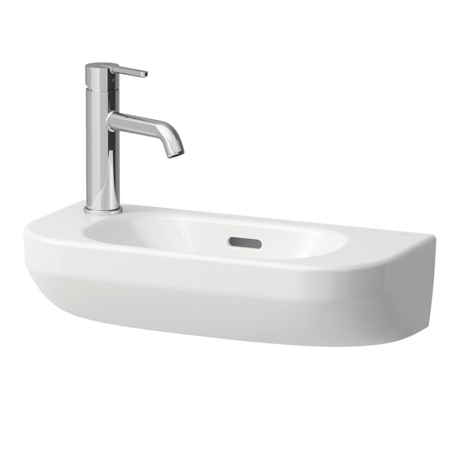 Fontein LUA 50x23cm met kraangat links met overloop wit