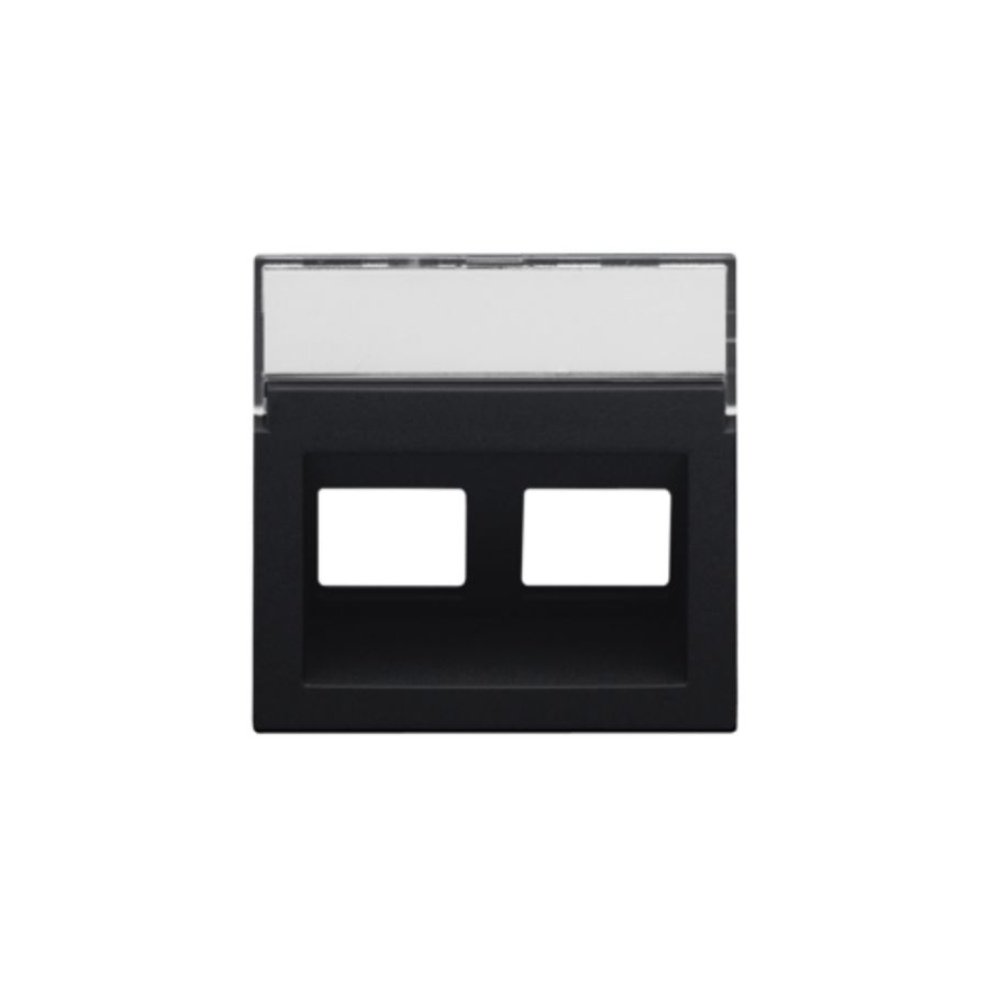 Centraalplaat data 2x RJ schuine uitgang black coated