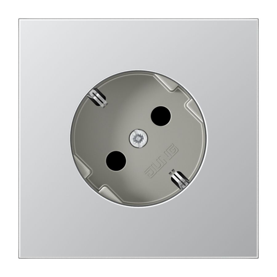 Wandcontactdoos aluminium met R/A 45gr LS
