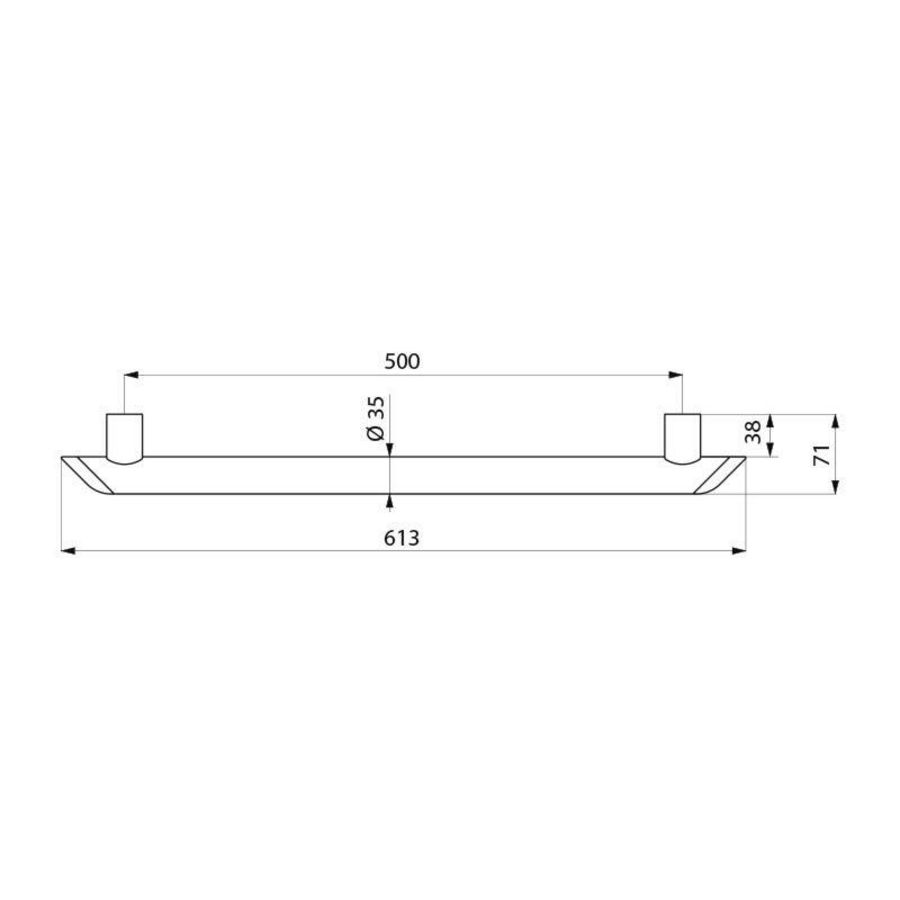 Wandbeugel Ø35mm 500mm aluminium wit