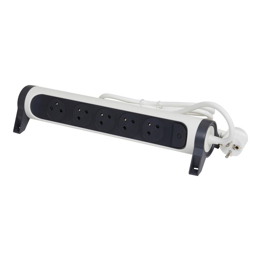 Contactdoos standaard 5xPA met 3m. zwart-wit VVE=5