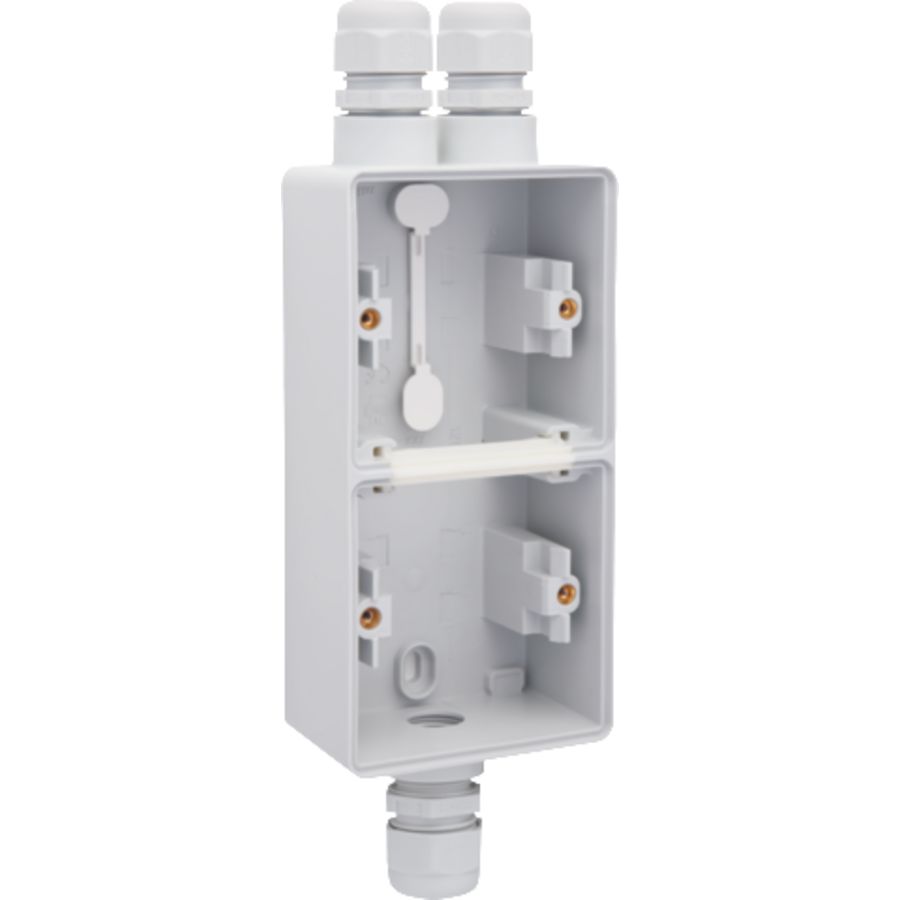 Spuitwaterdichte dubb. V opb.doos 1x2-voudig /1 enkel M20 gr