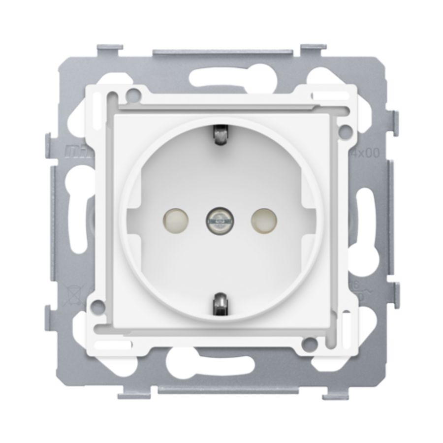 Stopcontact 71x71mm insteek sokkel/afw.set b.white