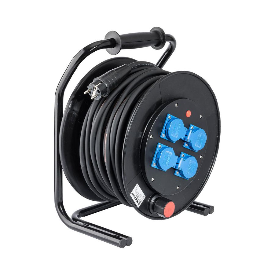 Kabelhaspel 40mtr. neopreen H07RN-F 3G2,5 4x randaarde thermische beveiliging