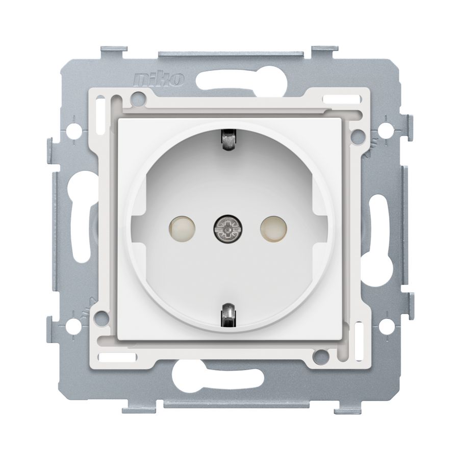 Stopcontact 71x71mm insteek sokkel/afw.set b.white