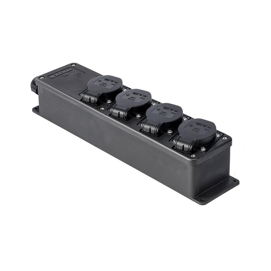Snoercentrale 4-voudig 16A 250V randaarde zwart