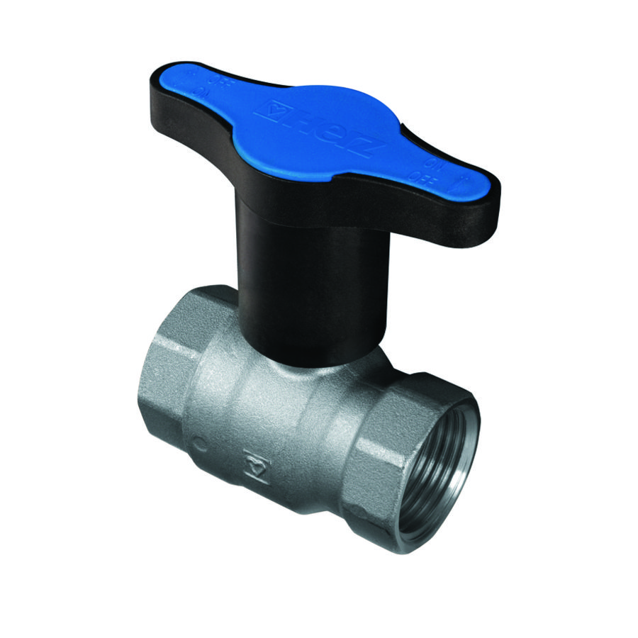 Kogelkraan knevelgreep kunststof blauw 2x bi DN25 PN25 2xIG