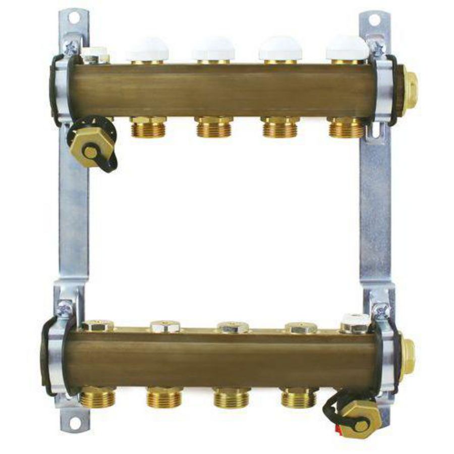 Vloerverwarming verdeelset 4-groeps inst. 1" bi aansl. G3/4"