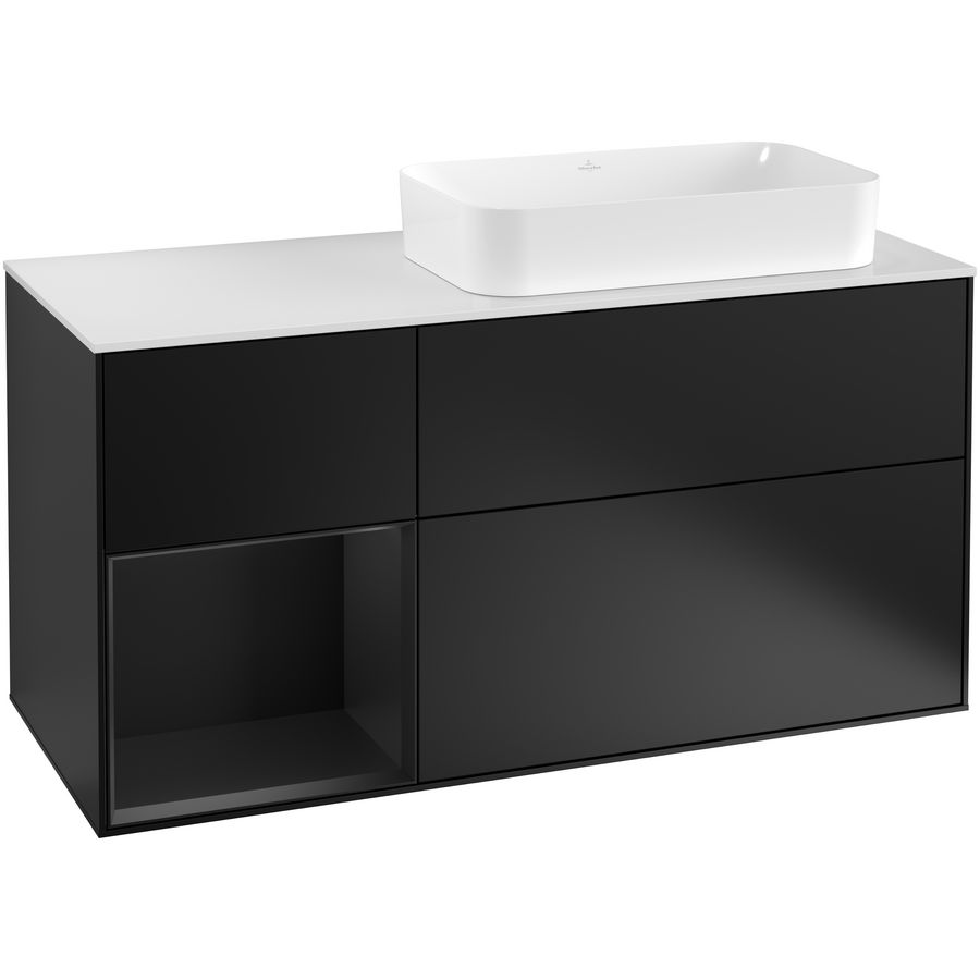 Wastafelonderkast Finion 1200x603x501mm Black Matt Lacquer G271PDPD