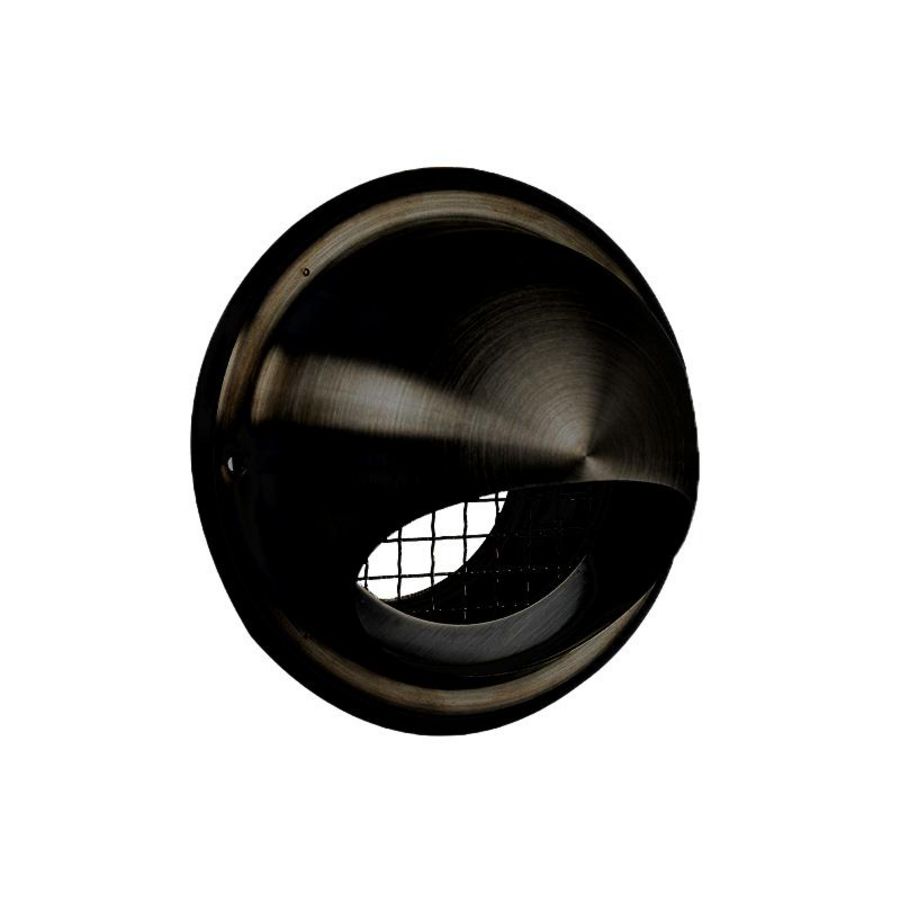 RVS buitenrooster bol model grofmazig gaas Ø125mm zwart
