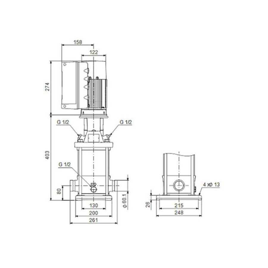 Centrifugaalpomp CRNE10-03 A-P-G-V-HQQV 3x380-500 60 HZ
