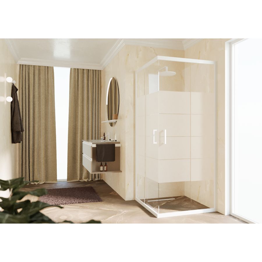 Hoekinstap (1 omkeerbaar deel) ZEPHYROS 2.0 1020-1050x2000mm Strip Motief profiel matwit