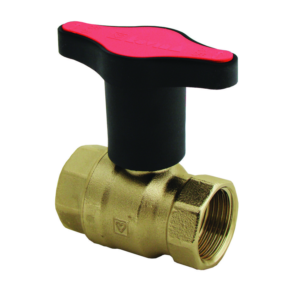 kogelkraan  knevelgreep kunststof rood PTFE 2xbi DN25 PN25 2xIG