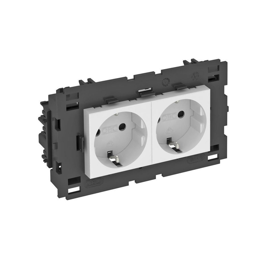 Contactdoos 2-vdg 0gr moduul-45 zijaans. 250V 10/16A 6120432