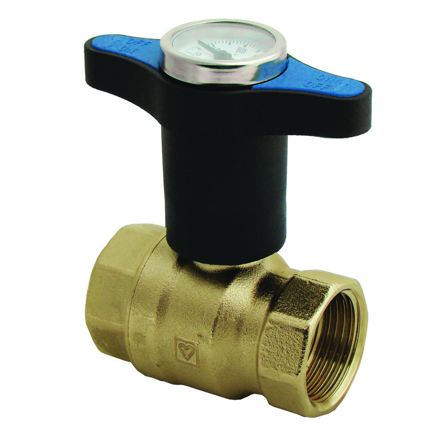 Kogelk knevelgr+therm kunstst blauw PTFE 2xbi DN15 PN25 2xIG