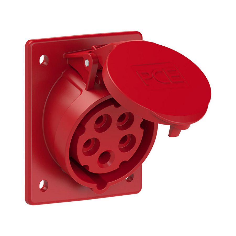 Wandcontactdoos CEE 16A 5p 400V 6h rood IP44 80x97mm