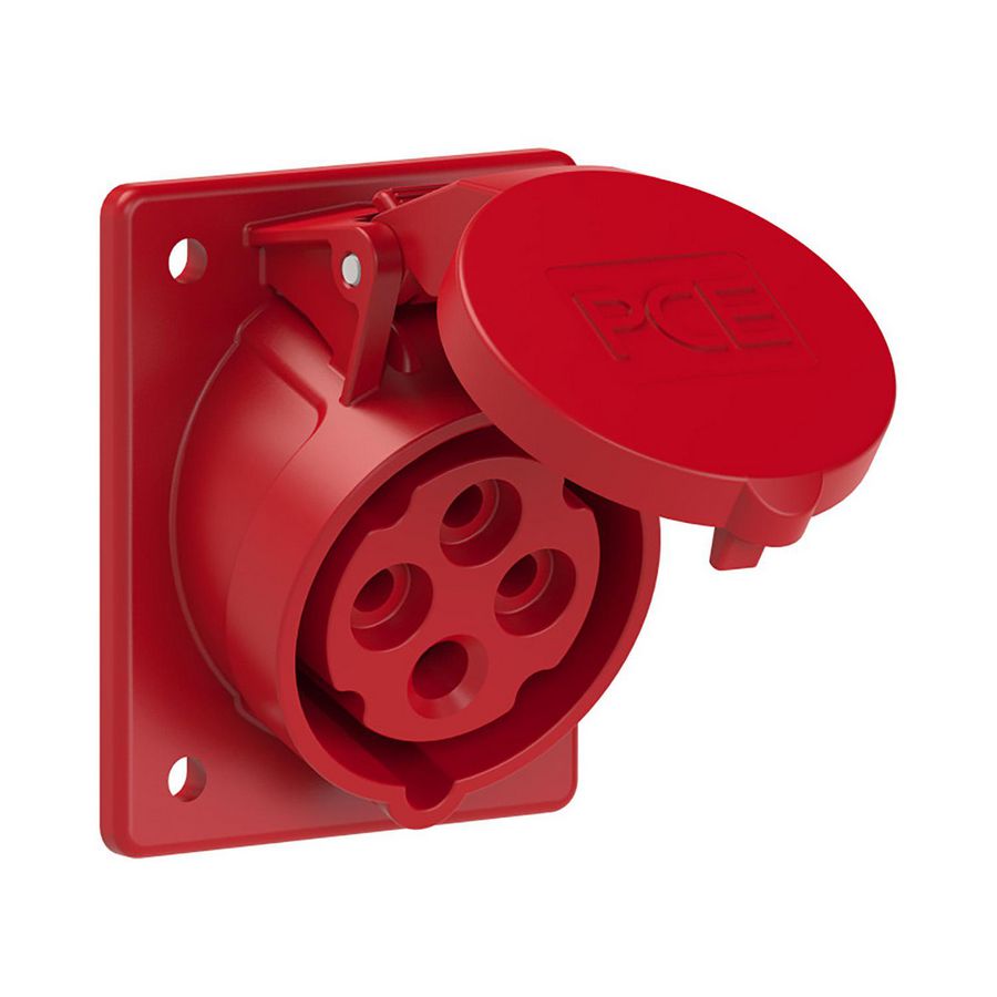Wandcontactdoos CEE 16A 4p 400V 6h rood IP44 70x85mm