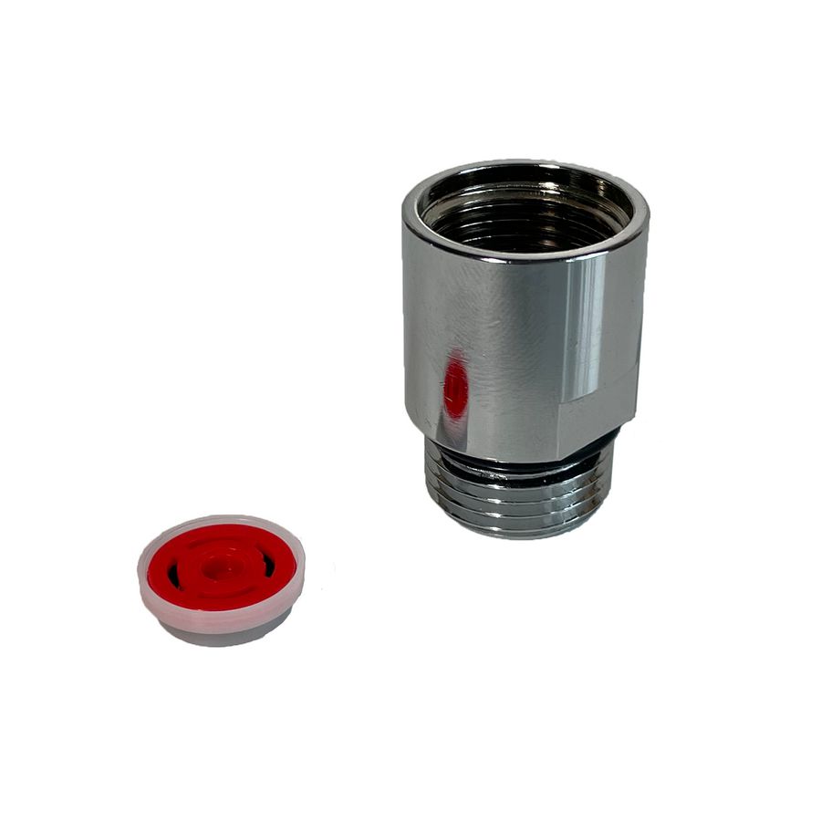 Waterdoseerventiel ProDos DWSA 0,5l/min. messing vernikkeld 1/2"bi.dr. x bu.dr. lang