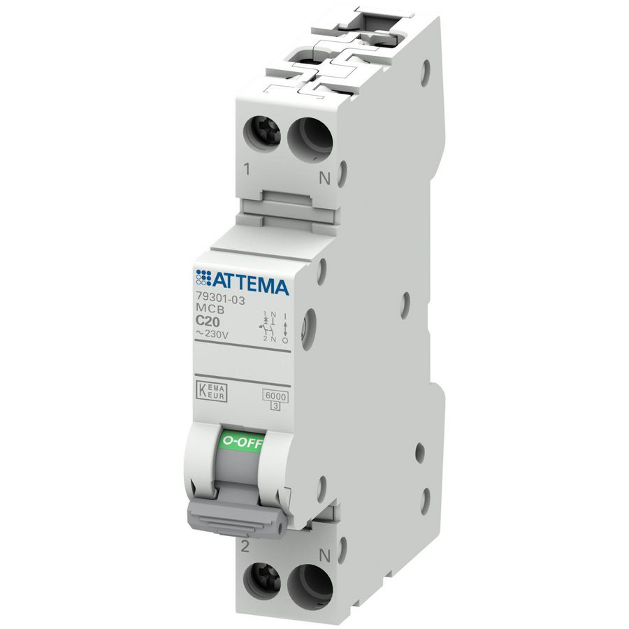 Installatieautomaat 1-polig + Nul 20A C-karakteristiek VVE=12