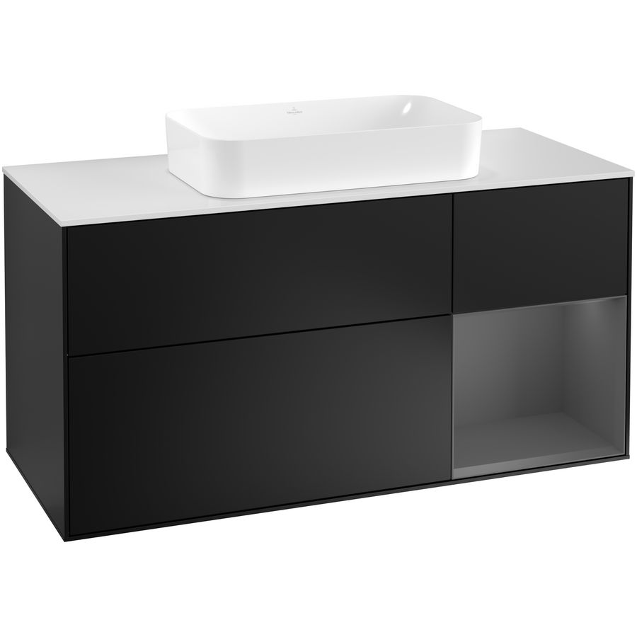 Wastafelonderkast Finion 1200x603x501mm Black Matt Lacquer G301GKPD