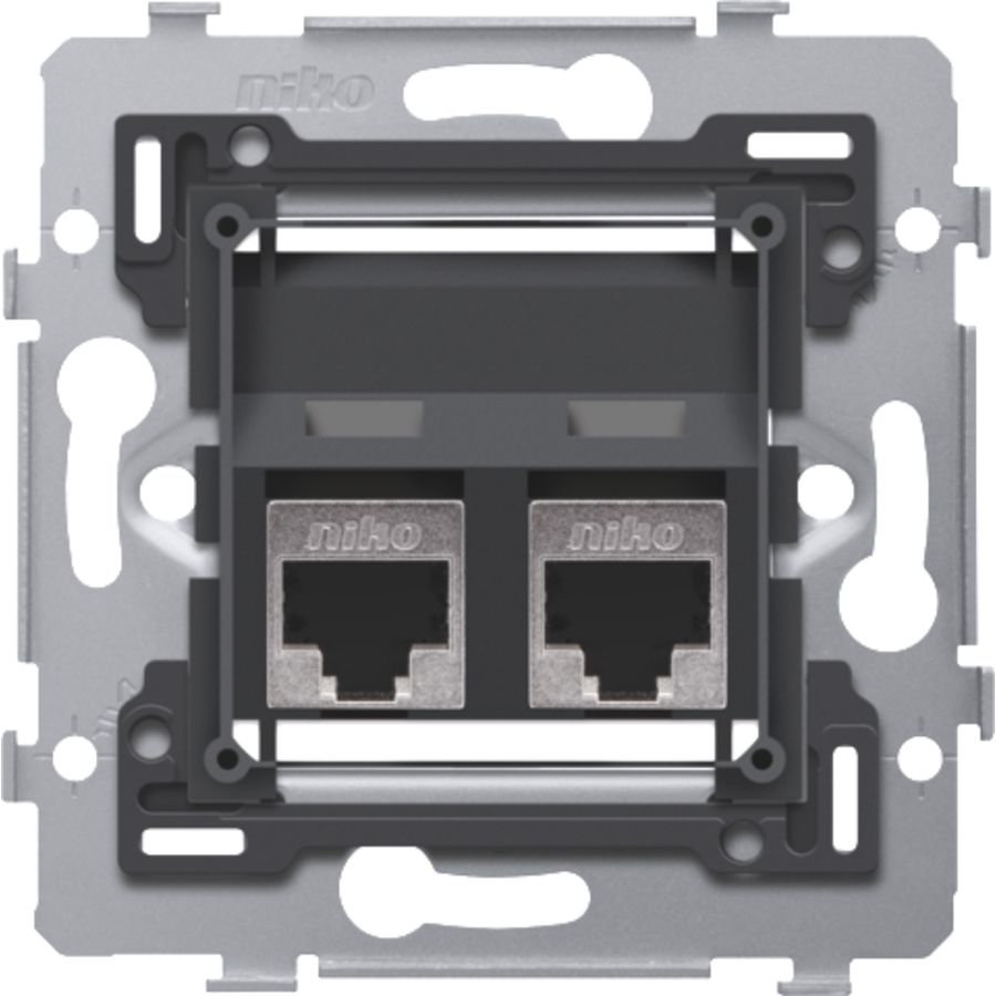 Mechanisme 2 RJ45-aansl. STP Cat. 6A PoE++ schuine uitv