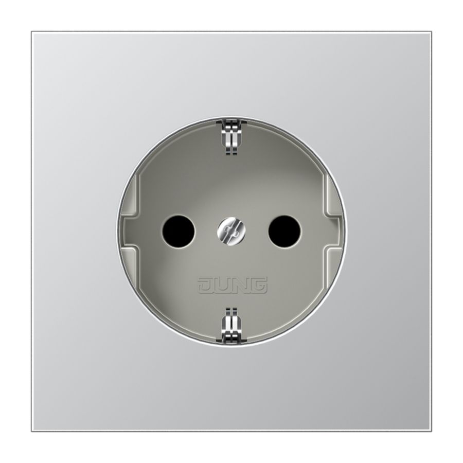 Wandcontactdoos aluminium besch.cont. & aanr.veil.