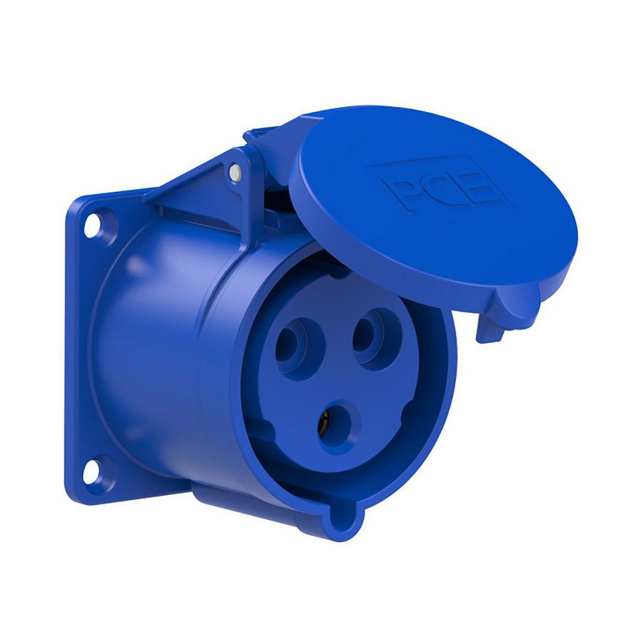 Wandcontactdoos CEE 32A 3p 230V 6h blauw IP44 70x70mm