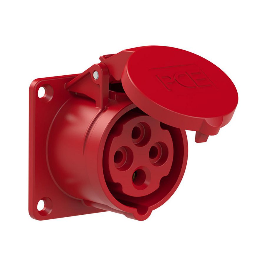Wandcontactdoos CEE 16A 4p 400V 6h rood IP44 70x70mm