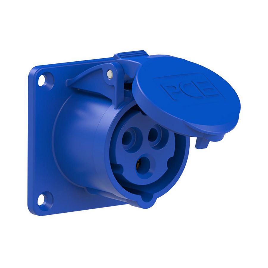 Wandcontactdoos CEE 16A 3p 230V 6h blauw IP54 70x70mm