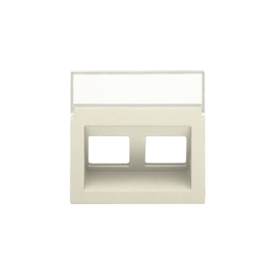 Centraalplaat data 2x RJ schuine uitgang cream