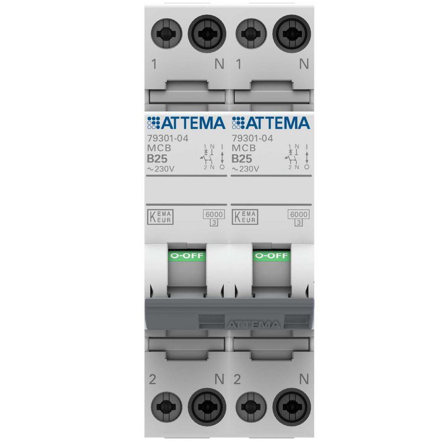 Installatieautomaat fornuisgroep 1-polig + Nul 25A B-karakteristiek VVE=6