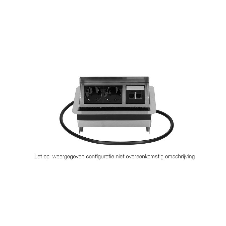 RHODOS 2x 230V RA 1x USB A/C chrgr 1m GST o.g. RVS