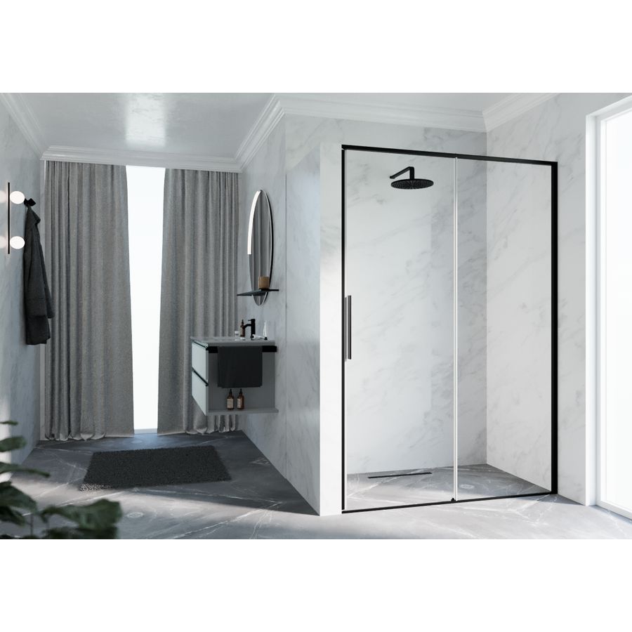 Riga 2p 129 links verst.129-132cm helder glas zwart