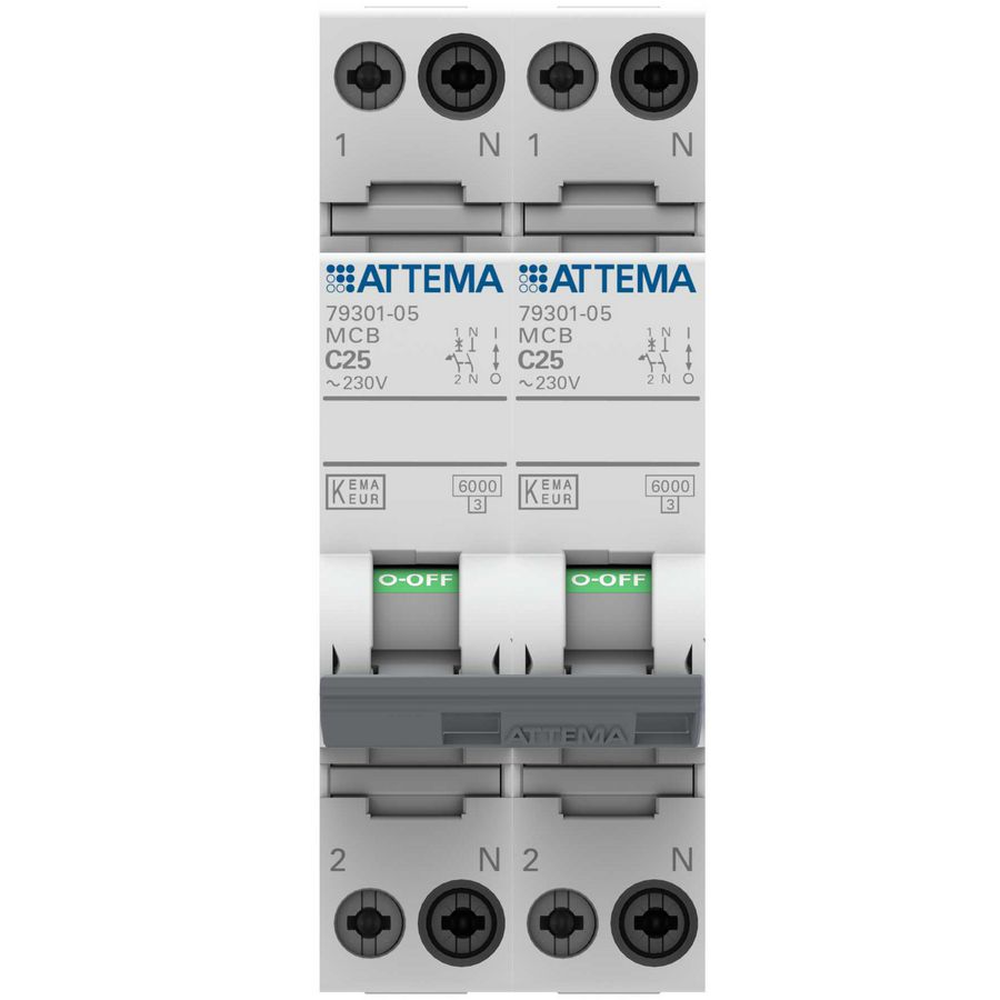 Installatieautomaat fornuisgroep 1-polig + Nul 25A C-karakteristiek VVE=6