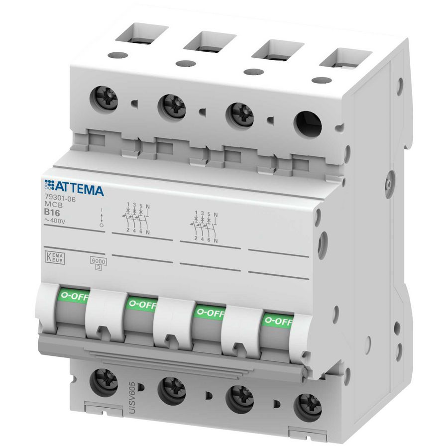 Installatieautomaat 3-polig + Nul 16A B-karakteristiek