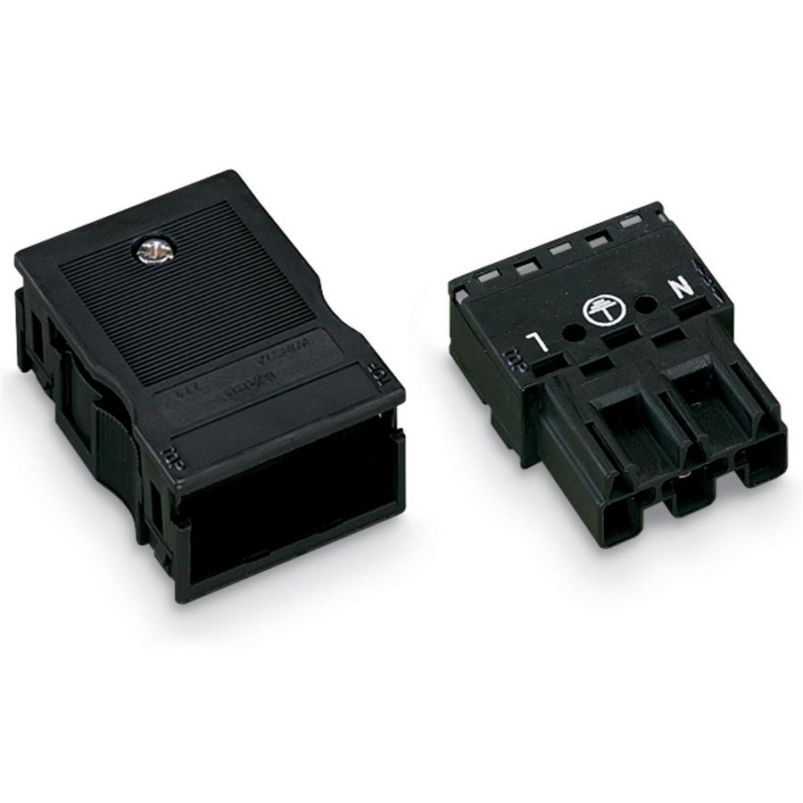 Male met trekontlastingsbehuizing 3-polig zwart 770-113