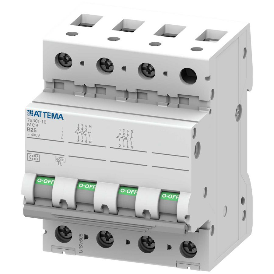 Installatieautomaat 3-polig + Nul 25A B-karakteristiek VVE=3