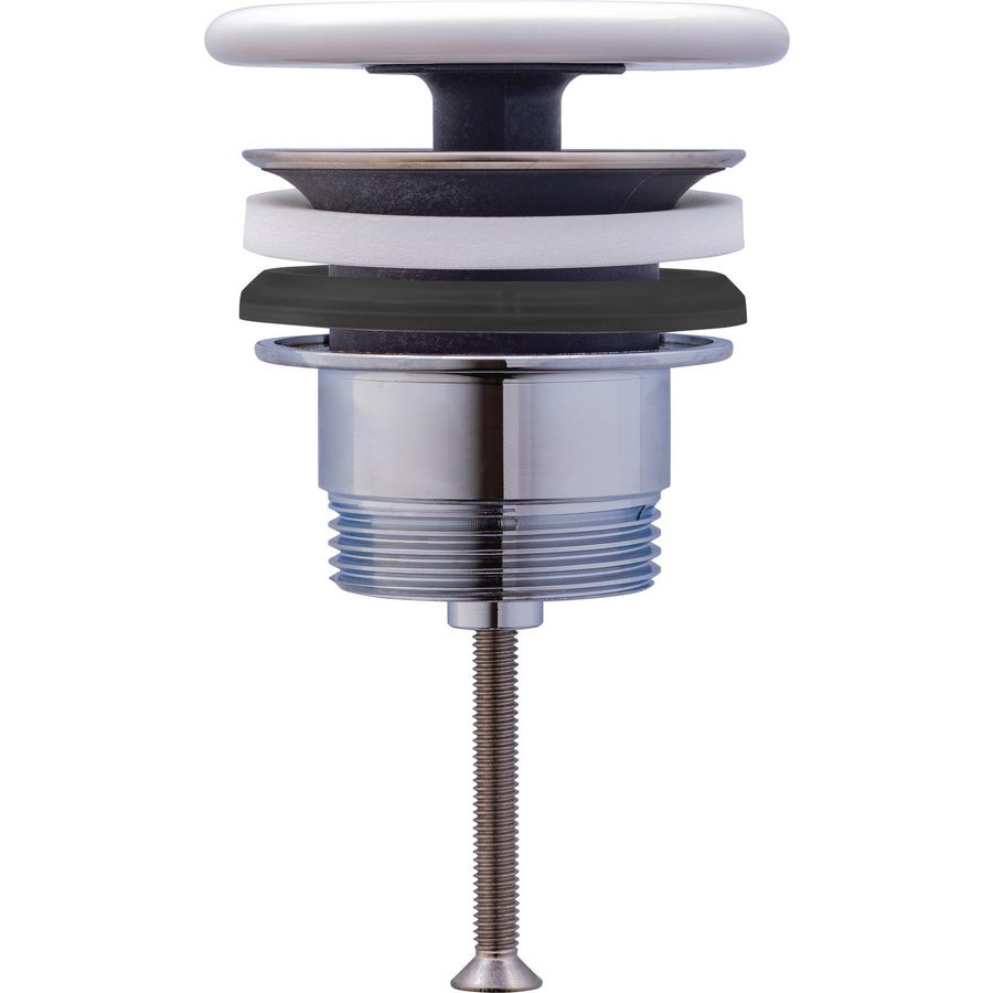 Afvoerplug Chroom met keramische afdekking, wit