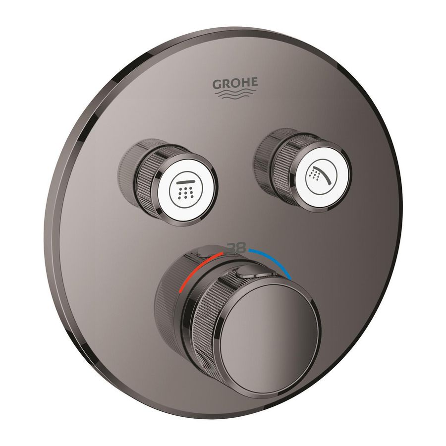 Grohtherm SMARTCONTROL afbouwdeel thermostaat hard graphite (donker grijs) rond incl. omstel(2x)