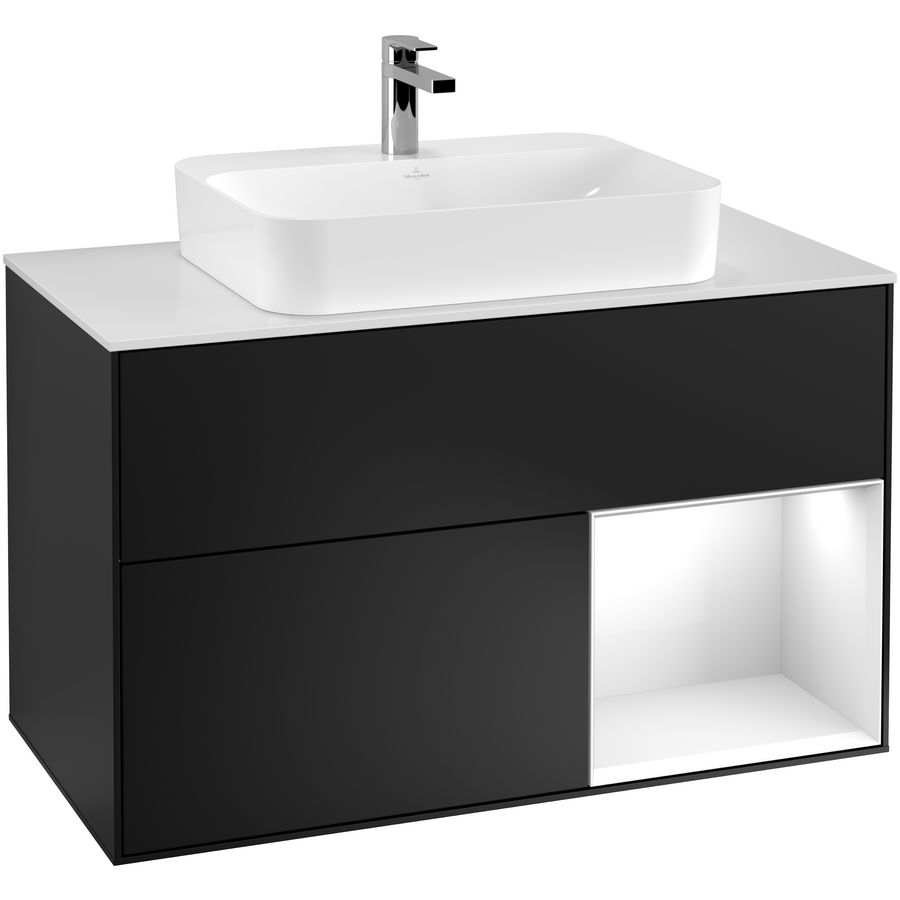 Wastafelonderkast Finion 1000x603x501mm Black Matt Lacquer G371GFPD